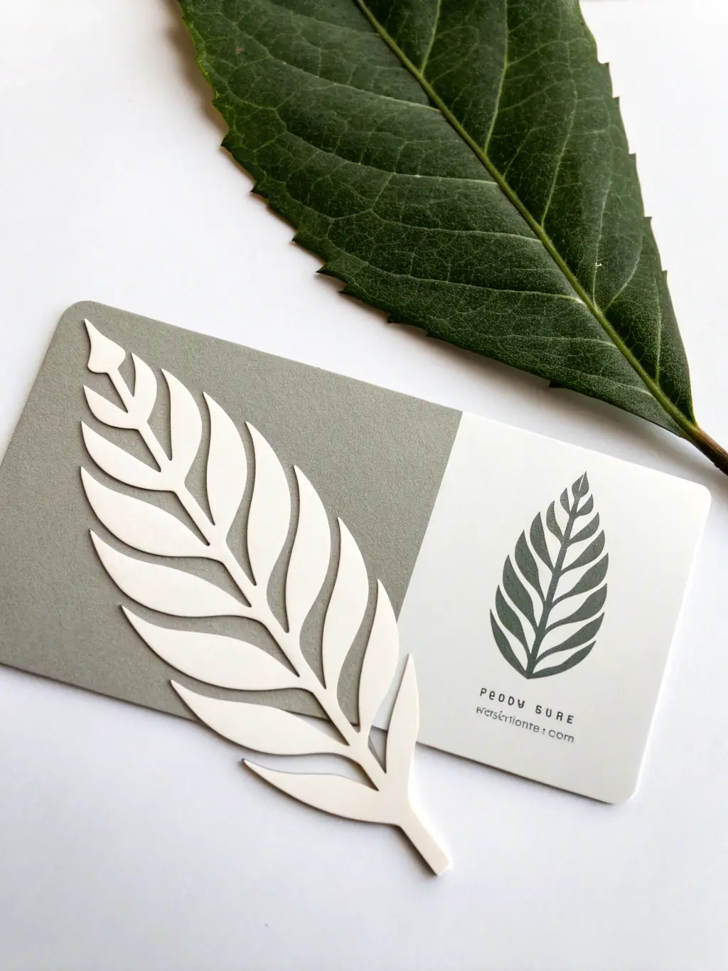 Image showcasing a business card with a custom die-cut shape, demonstrating the unique and creative design options available at Summit Business Cards.